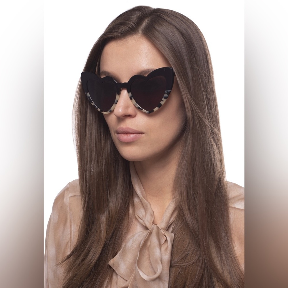 Saint Laurent Heart Sunglasses Tortoise Shell Black